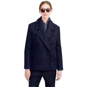 J. Crew Melton Wool Dark Blue Pea Coat Size 0